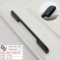 Zinc Kitchen Cabinet Handles Drawer Bar Handle Pull BLACK hole to hole size 192mm