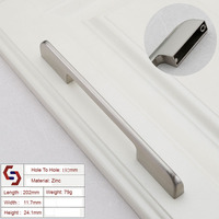 Zinc Kitchen Cabinet Handles Drawer Bar Handle Pull brushed silver color hole to hole size 192mm