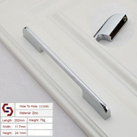Zinc Kitchen Cabinet Handles Drawer Bar Handle Pull silver color hole to hole size 192mm