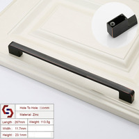 Zinc Kitchen Cabinet Handles Drawer Bar Handle Pull black+copper color hole to hole size 256mm