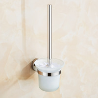 Toilet Brush Holder Wall Mount Rustproof Frosted Glass for Bathroom