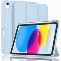 iPad 10th Case 10.9 Inch 2022 with Pencil Holder, Smart iPad Case with Soft TPU Auto Wake Sleep Sky Blue