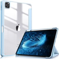 iPad Pro 11 Inch 2020-2022 Soft Tpu Smart Premium Case Auto Sleep Wake Stand Clear Cover Pencil holder ice blue