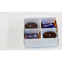 10 Pack of White Card Chocolate Sweet Soap Product Reatail Gift Box - 4 Bay Compartments - Clear Slide On Lid - 8x8x3cm