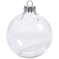 20 x Glass Bauble 8cm Diameter Round Clear with Silver Cap - table or tree centrepice personal memory theme craft gift