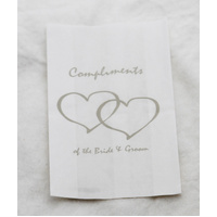 200 Pack Wedding Cake Bags Greaseproof Wax Paper Slice Take Home Favour Silver Heart n Message