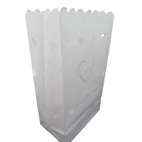 100 Pack White Heart in a Heart Luminary Paper Candle Tea Light Lantern Bags Wedding Garden Anniversary Birthday Night Decorations Evening Party