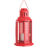 5 Pack of Red Metal Miners Lantern Summer Xmas Wedding Home Party Room Balconey Deck Decoration 21cm Tealight Candle