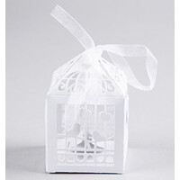 White Dove Bird Heart Wedding Bomboniere Favor Lolly Gift Card Box - 10 Pack