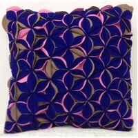 Amelie Royal Blue &amp; Pink Felt Petals Cushion Cover