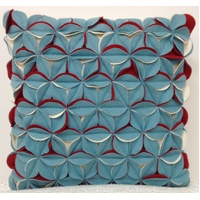 Amelie Aqua Blue &amp; Red 3D Texture Cushion Cover