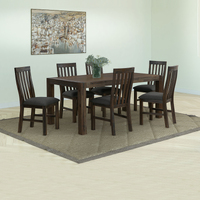 7 Pieces Dining Suite 180cm Medium Size Dining Table & 6X Chairs with Solid Acacia Wooden Base in Chocolate Colour