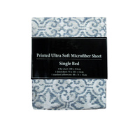 Printed Microfiber Sheet Set Single Silver Imperial