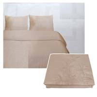 Tuberose Satin Embroidery Quilt Cover Set Latte Double
