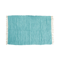 Large Chindi Cotton Handmade Floor Mat with Tassels 90 x 150 cm Aqua