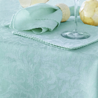 Damask Embossed Tablecloth 180 cm Round Light Turquoise