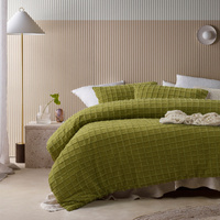 Vintage Design Homewares Parquet Cacti Green Cotton Quilt Cover Set King