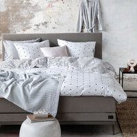 VTWonen Striped Hearts Black &amp; White Cotton Quilt Cover Set Queen