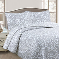 Jane Barrington Grey &amp; White Lightly Quilted Jacquard Reversible Coverlet Set King