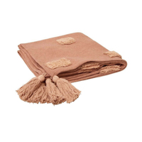 J Elliot Home Quinn 100% Cotton Textured Throw 130 x 160 cm Clay Pink &amp; Soft Pink