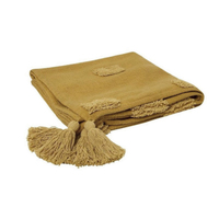 J Elliot Home Quinn 100% Cotton Textured Throw 130 x 160 cm Ochre &amp; Jojoba