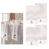 Ladelle Mr &amp; Mrs Christmas Hat Set of 4 Cotton Kitchen Towels 45 x 70 cm