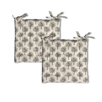 Lylac Homewares Tree of Life Set of 2 Cotton Chair Pads Natural