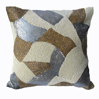 MoonRock Beaded Filled Cushion - Beige