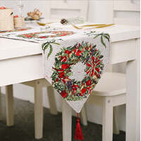 Christmas Table Runner thickened knitted Dining Tablecloth Xmas Party Decor(Garland)