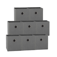 SORTI 27x28x27 CM Grey 8-Pack Foldable Storage Cubes - Fabric Bookcase Organizers for Toys and More