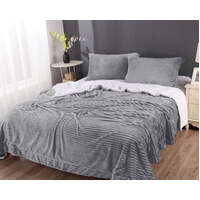 stripe flannel sherpa blanket queen silver