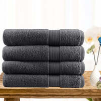 4 piece ultra light cotton bath towels in charcoal