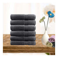 6 piece ultra light cotton face washers in charcoal