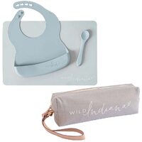 LIFEBEA WILD INDIANA Eating-out Comfy Silicone Baby Bib set for babies &amp; Toddlers(10-72 Months) Waterproof baby fedding including Waterproof carry cas