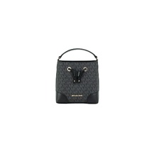 Michael Kors Women's Mercer Small Black Signature Leather Bucket Crossbody Handbag Purse - One Size