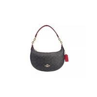 COACH Women's Payton Signature PVC Leather Shoulder Bag Brown Red - One Size