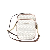 Michael Kors Women's Jet Set Medium Vanilla PVC North South Chain Crossbody Handbag - One Size