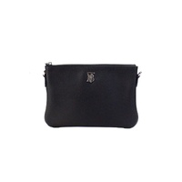 Burberry Women's Peyton Monogram Black Leather Pouch Crossbody Bag Purse - One Size