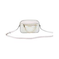 Michael Kors Women's Jet Set Item Large East West Signature Leather Zip Chain Crossbody Handbag (Vanilla PVC/Powder Blush) - One Size