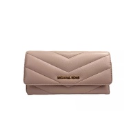 Michael Kors Women's Jet Set Travel Large Quilted Leather Trifold Wallet Powder Blush - One Size