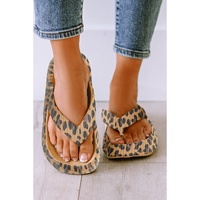 Leopard Print Thick Sole Flip Flops - 37 EU