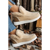 Beige Suede Stitching Patchwork Plush Lined Anklet Boots - 40 EU
