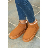 Chestnut Faux Fur Lined Suede Ankle Snow Boots - 37 EU