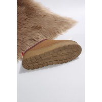 Chestnut Suede Contrast Print Round Toe Plush Lined Flats - 40 EU
