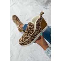 Brown Leopard Print Ankle Patched Flat Winter Fur Boots - 41 EU