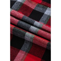 Red Christmas Checkered Pattern Loose Shirt and Pants Lounge Set - L