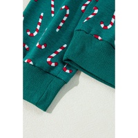 Green Christmas Candy Cane Printed Top and Pants Lounge Set - XL