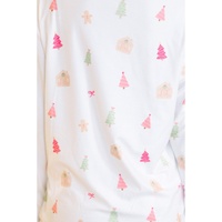White Christmas Print Short Sleeve Shirt and Shorts Pajama Set - L