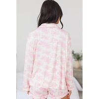 Pink Floral Long Sleeve and Pants Pajamas Set - 2XL