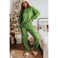 Spinach Green Long Sleeve Pullover and Jogger Pants Lounge Set - M